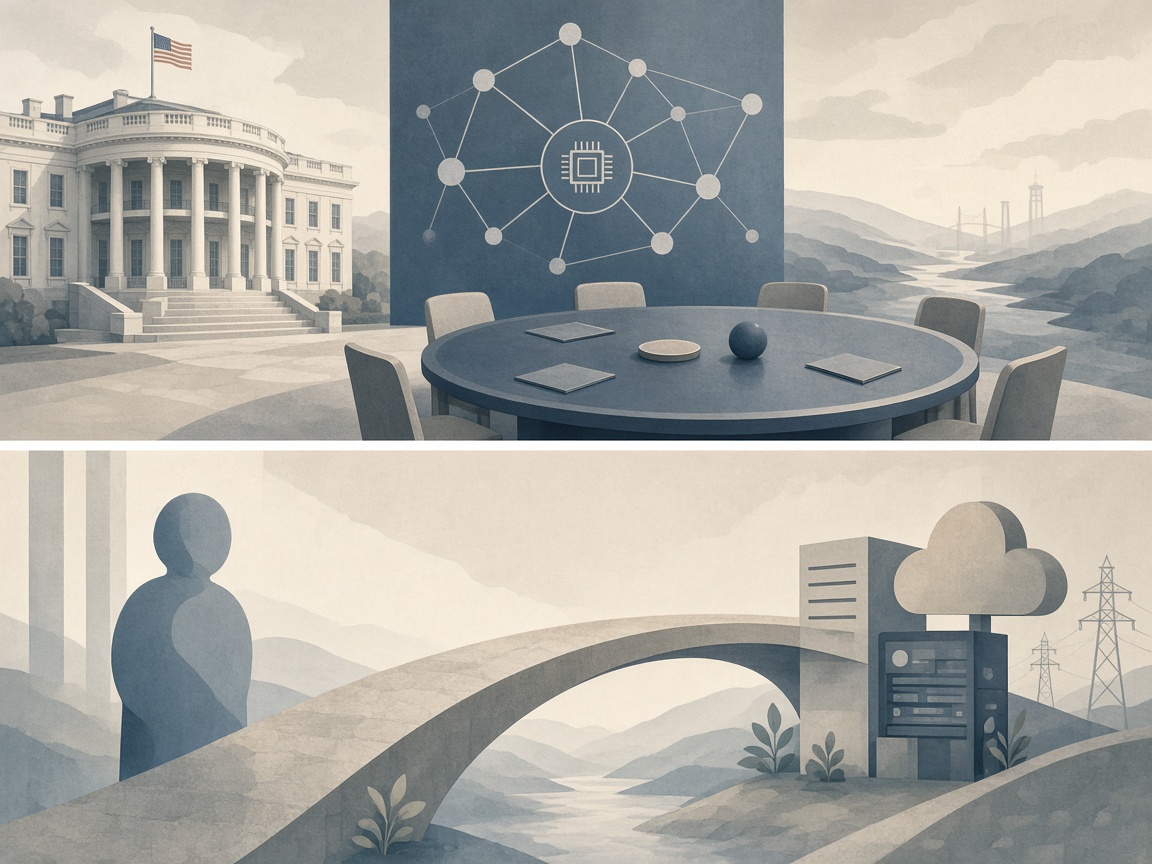 Illustration in White House names leaders of a new federal AI task force